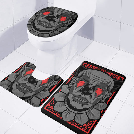Scary Joker Card Print 3 Piece Bath Mat Set