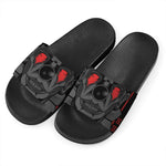 Scary Joker Card Print Black Slide Sandals
