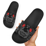 Scary Joker Card Print Black Slide Sandals