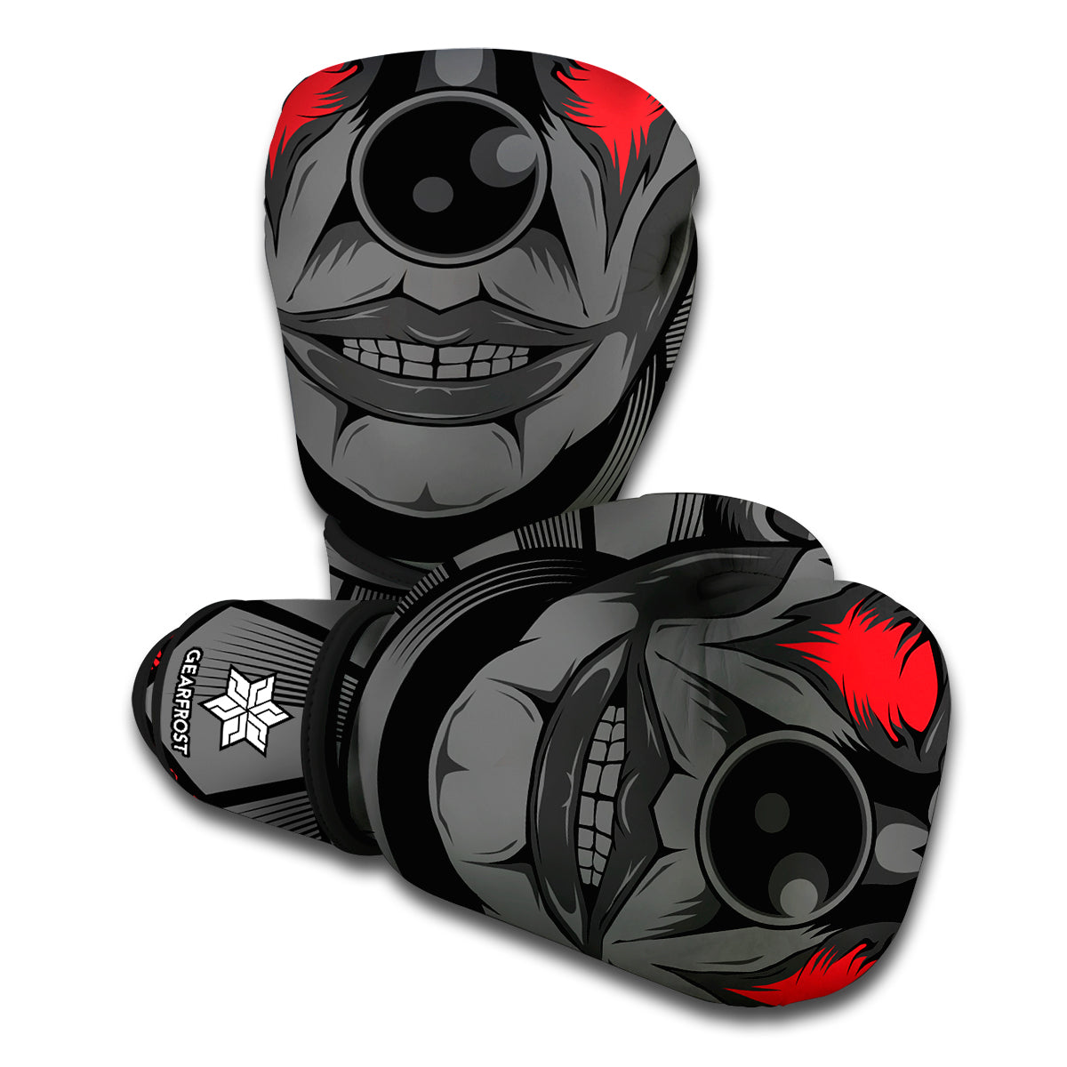 Scary Joker Card Print Boxing Gloves