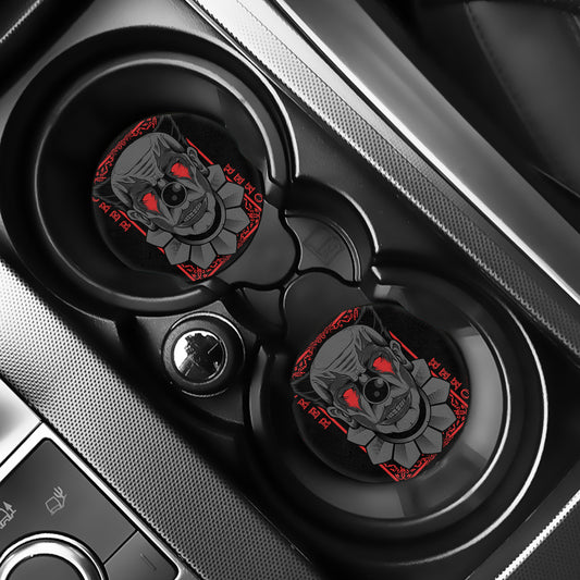 Scary Joker Card Print Car Coasters