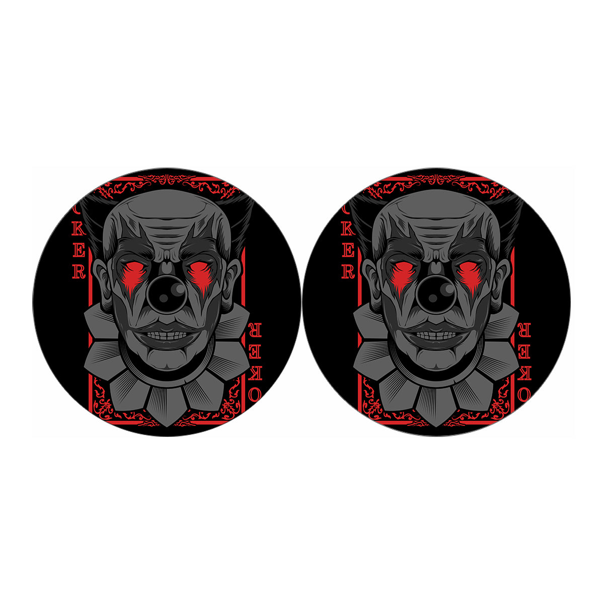 Scary Joker Card Print Car Coasters