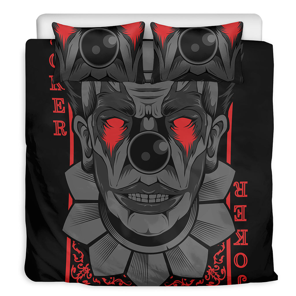 Scary Joker Card Print Duvet Cover Bedding Set