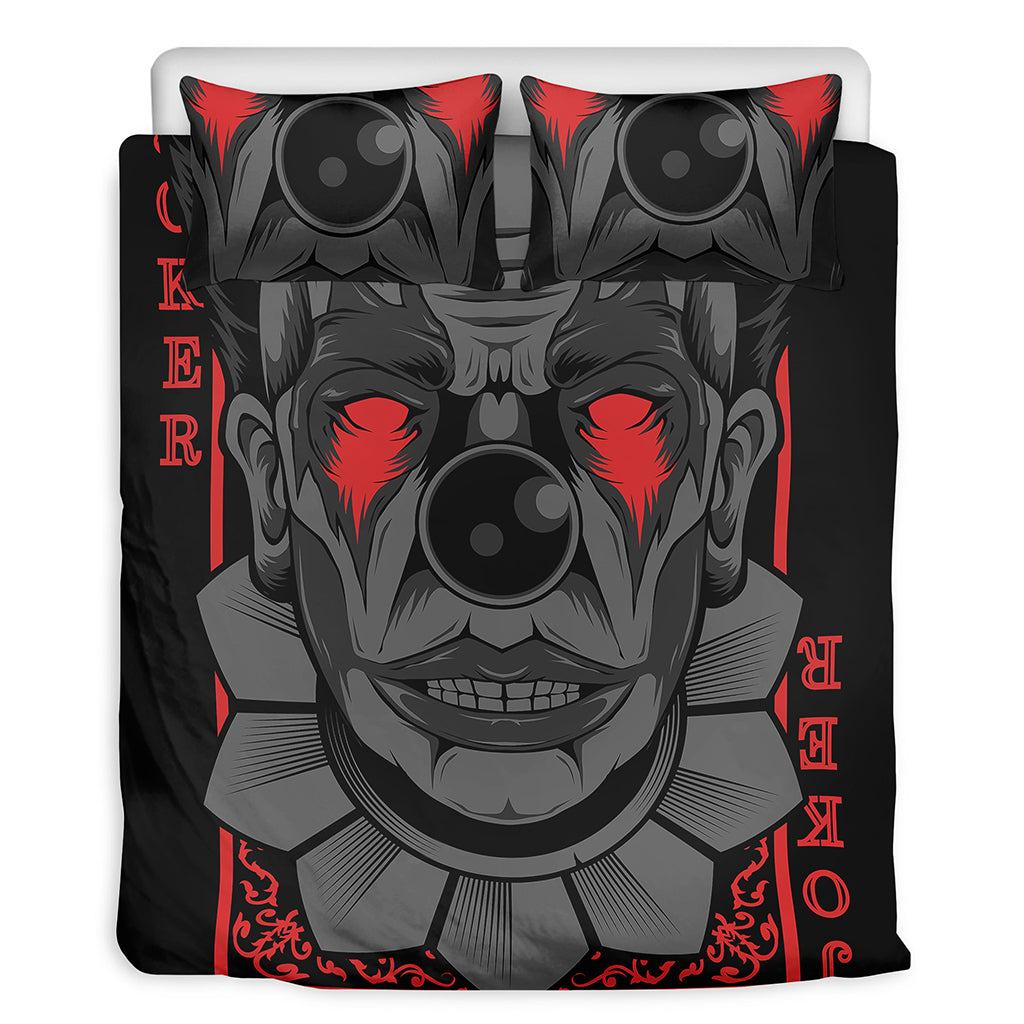 Scary Joker Card Print Duvet Cover Bedding Set