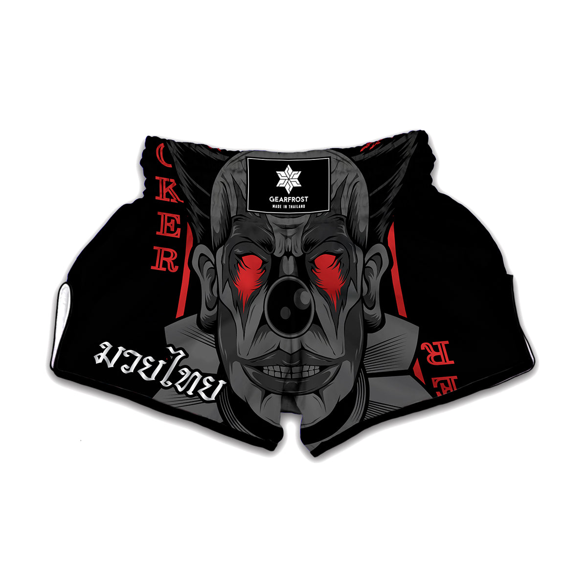 Scary Joker Card Print Muay Thai Boxing Shorts