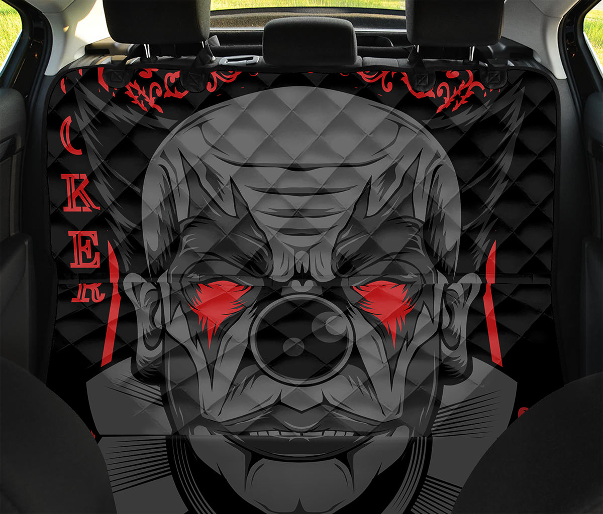 Scary Joker Card Print Pet Car Back Seat Cover