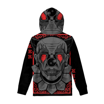 Scary Joker Card Print Pullover Hoodie