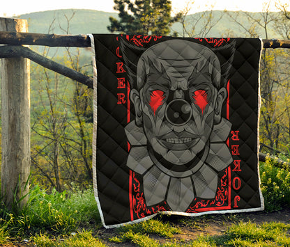 Scary Joker Card Print Quilt