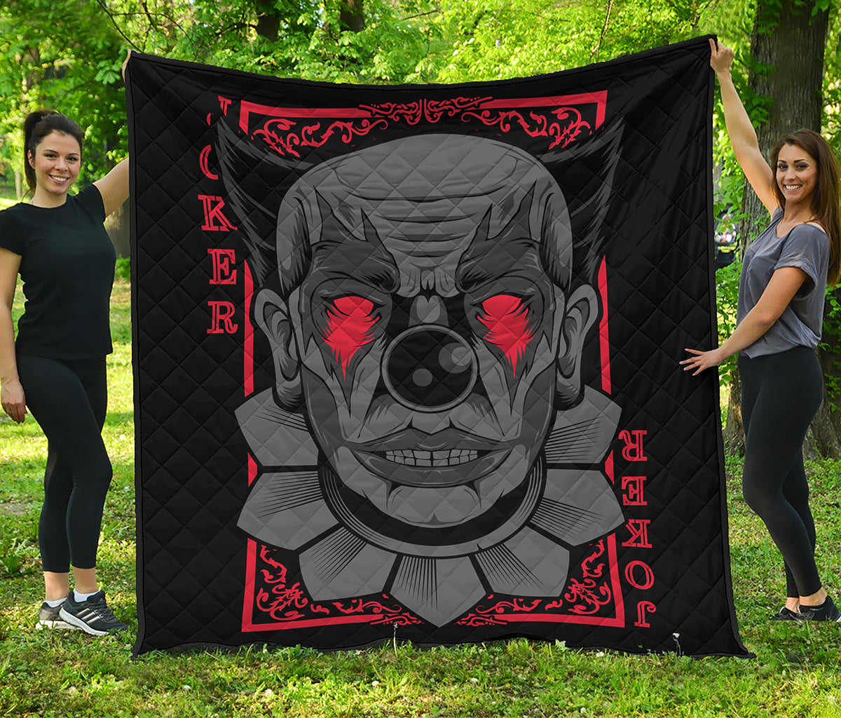 Scary Joker Card Print Quilt