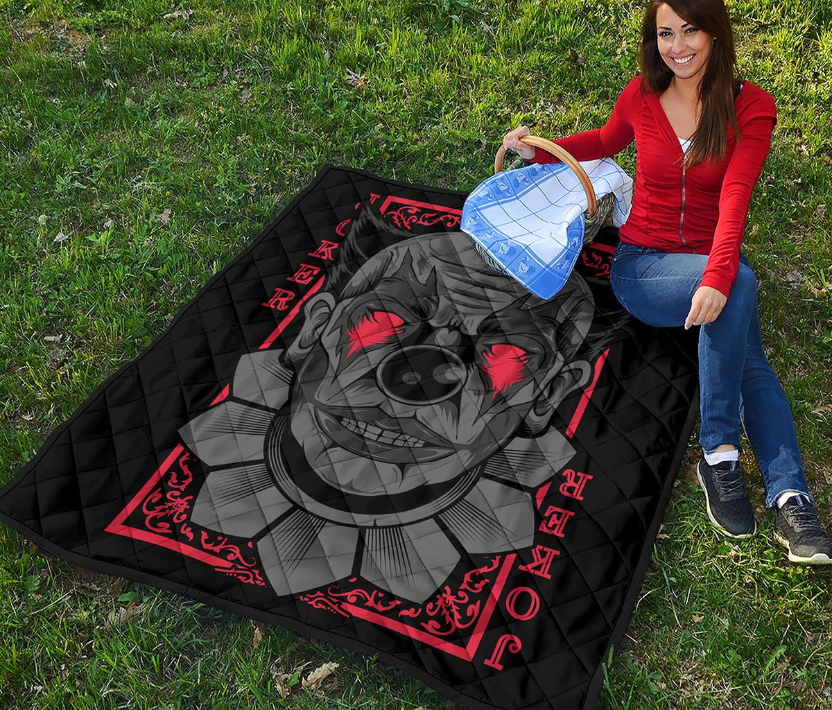 Scary Joker Card Print Quilt