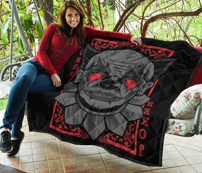 Scary Joker Card Print Quilt