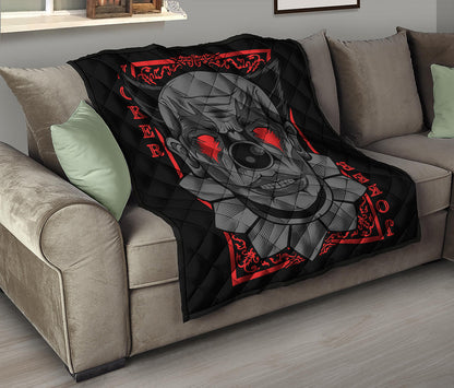 Scary Joker Card Print Quilt