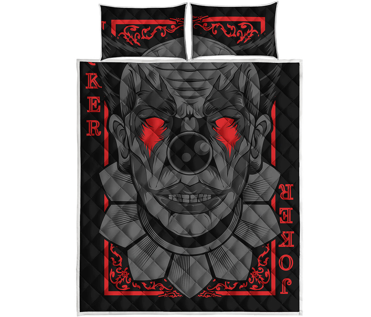 Scary Joker Card Print Quilt Bed Set