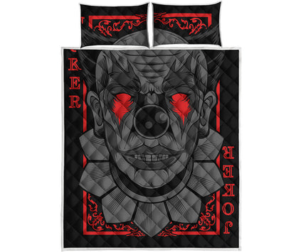 Scary Joker Card Print Quilt Bed Set