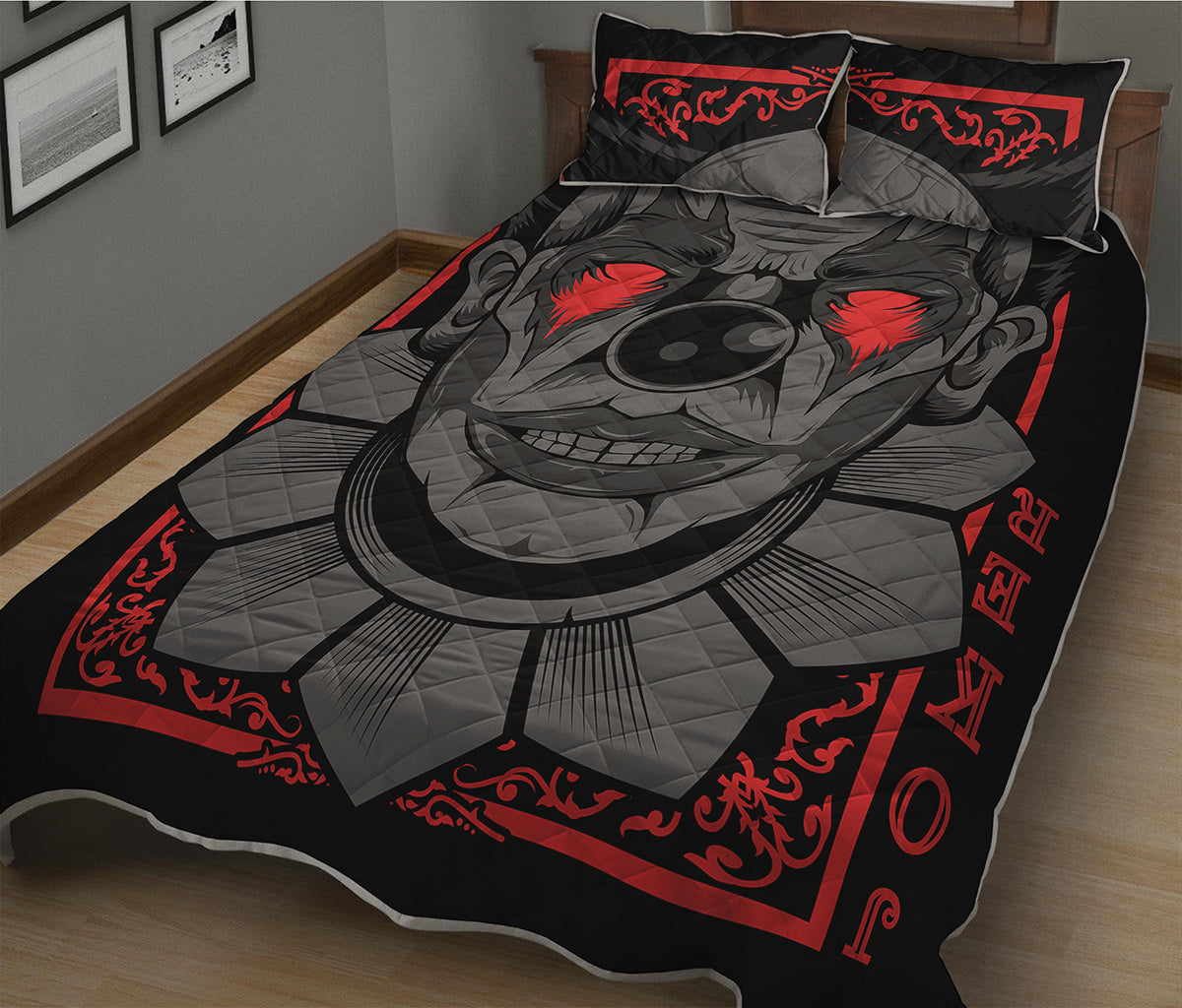 Scary Joker Card Print Quilt Bed Set
