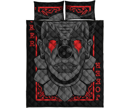 Scary Joker Card Print Quilt Bed Set