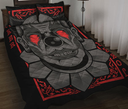 Scary Joker Card Print Quilt Bed Set