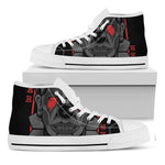 Scary Joker Card Print White High Top Shoes