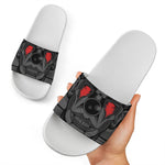 Scary Joker Card Print White Slide Sandals
