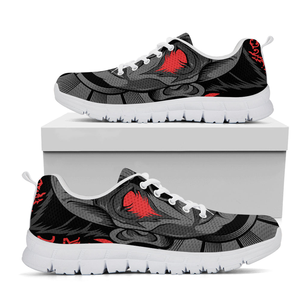 Scary Joker Card Print White Sneakers