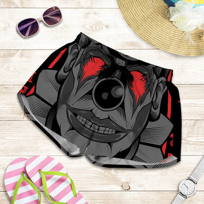 Scary Joker Card Print Women's Shorts