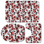 Scary Red Eyeball Pattern Print 3 Piece Bath Mat Set
