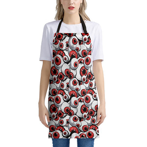 Scary Red Eyeball Pattern Print Apron