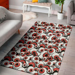 Scary Red Eyeball Pattern Print Area Rug