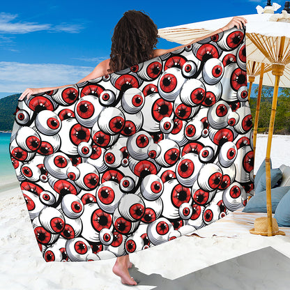 Scary Red Eyeball Pattern Print Beach Sarong Wrap