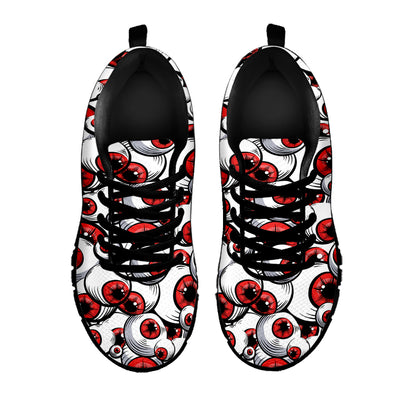 Scary Red Eyeball Pattern Print Black Sneakers