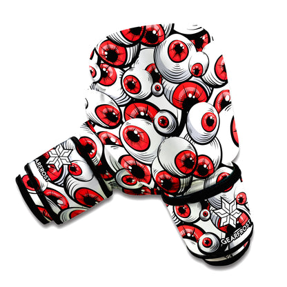 Scary Red Eyeball Pattern Print Boxing Gloves