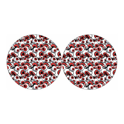 Scary Red Eyeball Pattern Print Car Coasters