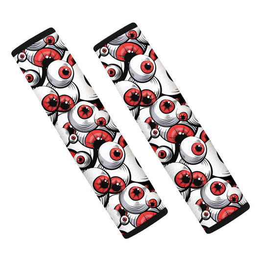 Scary Red Eyeball Pattern Print Car Seat Belt Covers
