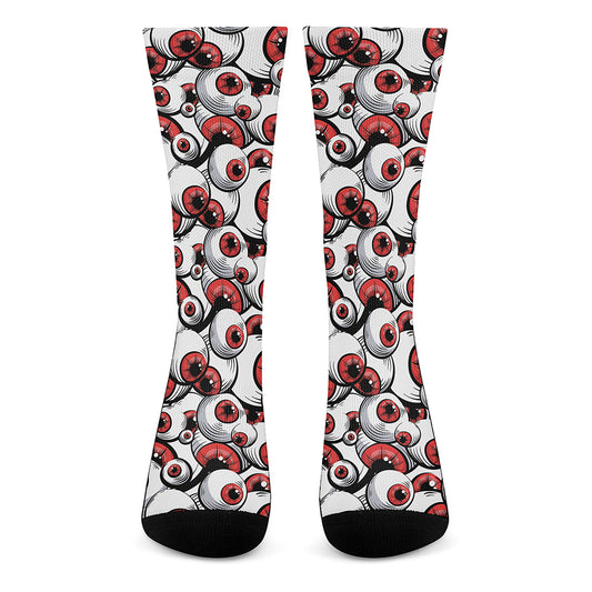 Scary Red Eyeball Pattern Print Crew Socks