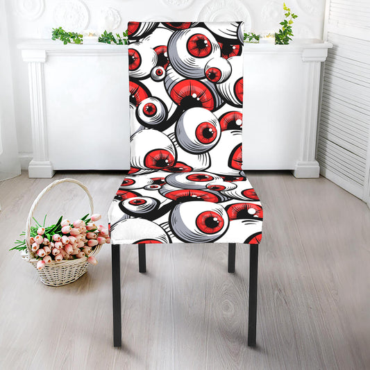 Scary Red Eyeball Pattern Print Dining Chair Slipcover