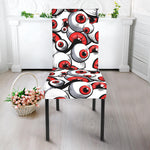 Scary Red Eyeball Pattern Print Dining Chair Slipcover