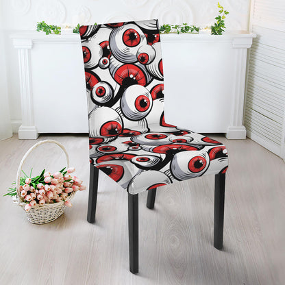 Scary Red Eyeball Pattern Print Dining Chair Slipcover