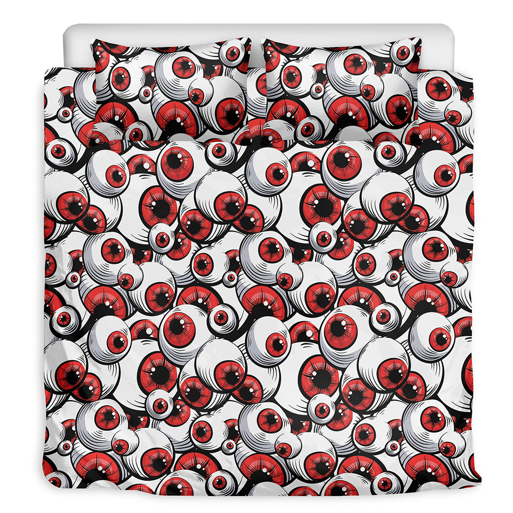 Scary Red Eyeball Pattern Print Duvet Cover Bedding Set