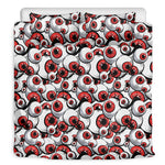 Scary Red Eyeball Pattern Print Duvet Cover Bedding Set