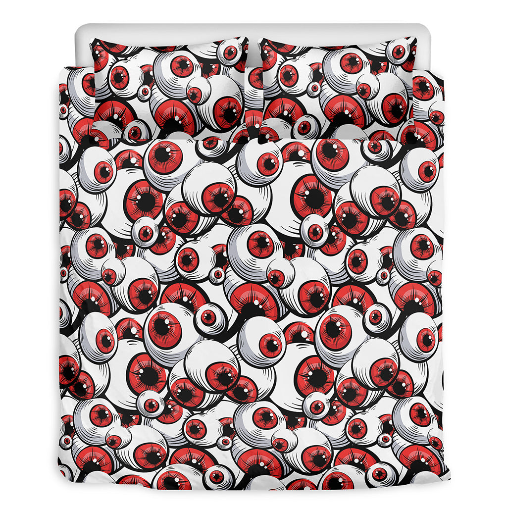 Scary Red Eyeball Pattern Print Duvet Cover Bedding Set