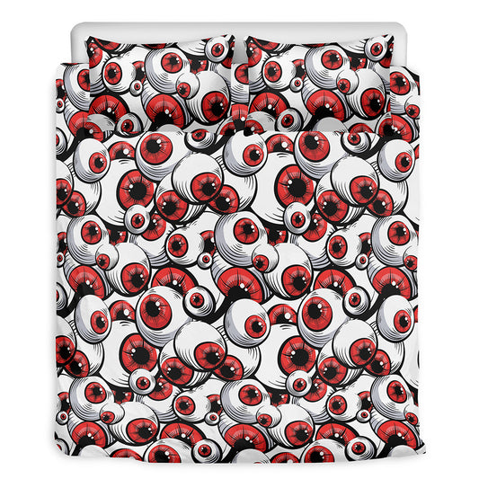 Scary Red Eyeball Pattern Print Duvet Cover Bedding Set