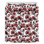 Scary Red Eyeball Pattern Print Duvet Cover Bedding Set