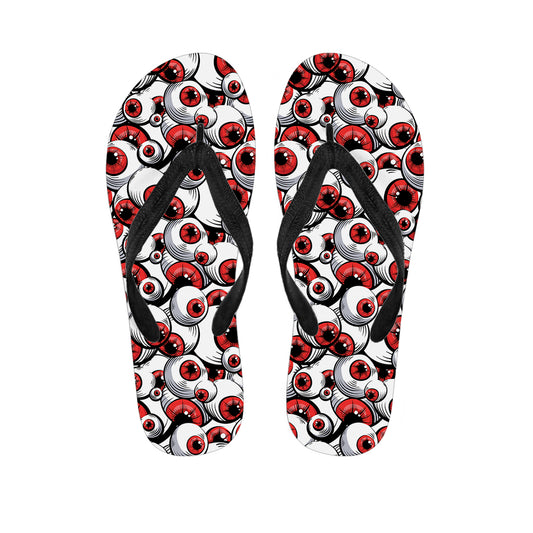 Scary Red Eyeball Pattern Print Flip Flops