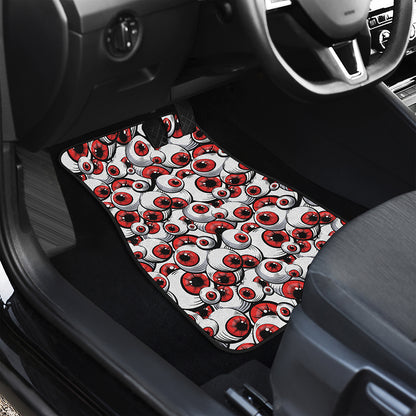 Scary Red Eyeball Pattern Print Front and Back Car Floor Mats