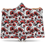 Scary Red Eyeball Pattern Print Hooded Blanket