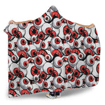Scary Red Eyeball Pattern Print Hooded Blanket