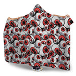 Scary Red Eyeball Pattern Print Hooded Blanket