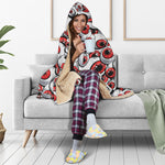 Scary Red Eyeball Pattern Print Hooded Blanket