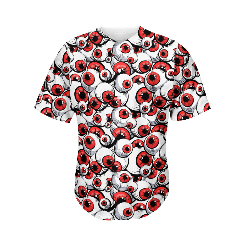 Scary Red Eyeball Pattern Print Men's Baseball Jersey