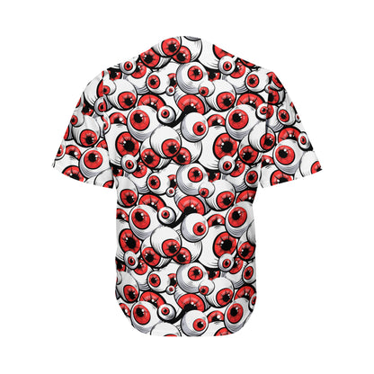 Scary Red Eyeball Pattern Print Men's Baseball Jersey